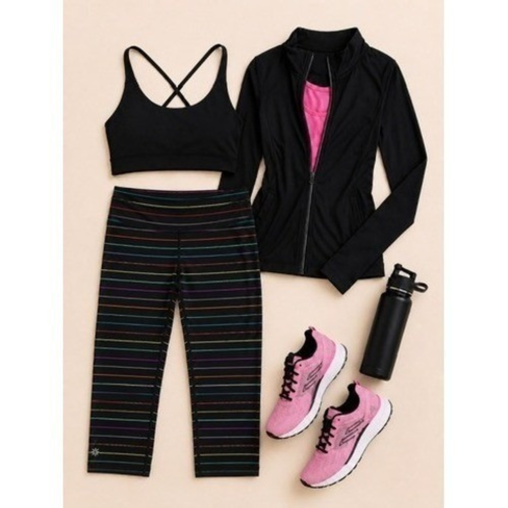 Athleta Women's Multi-Color Stripe‎ Crop Athletic Leggings Size Small